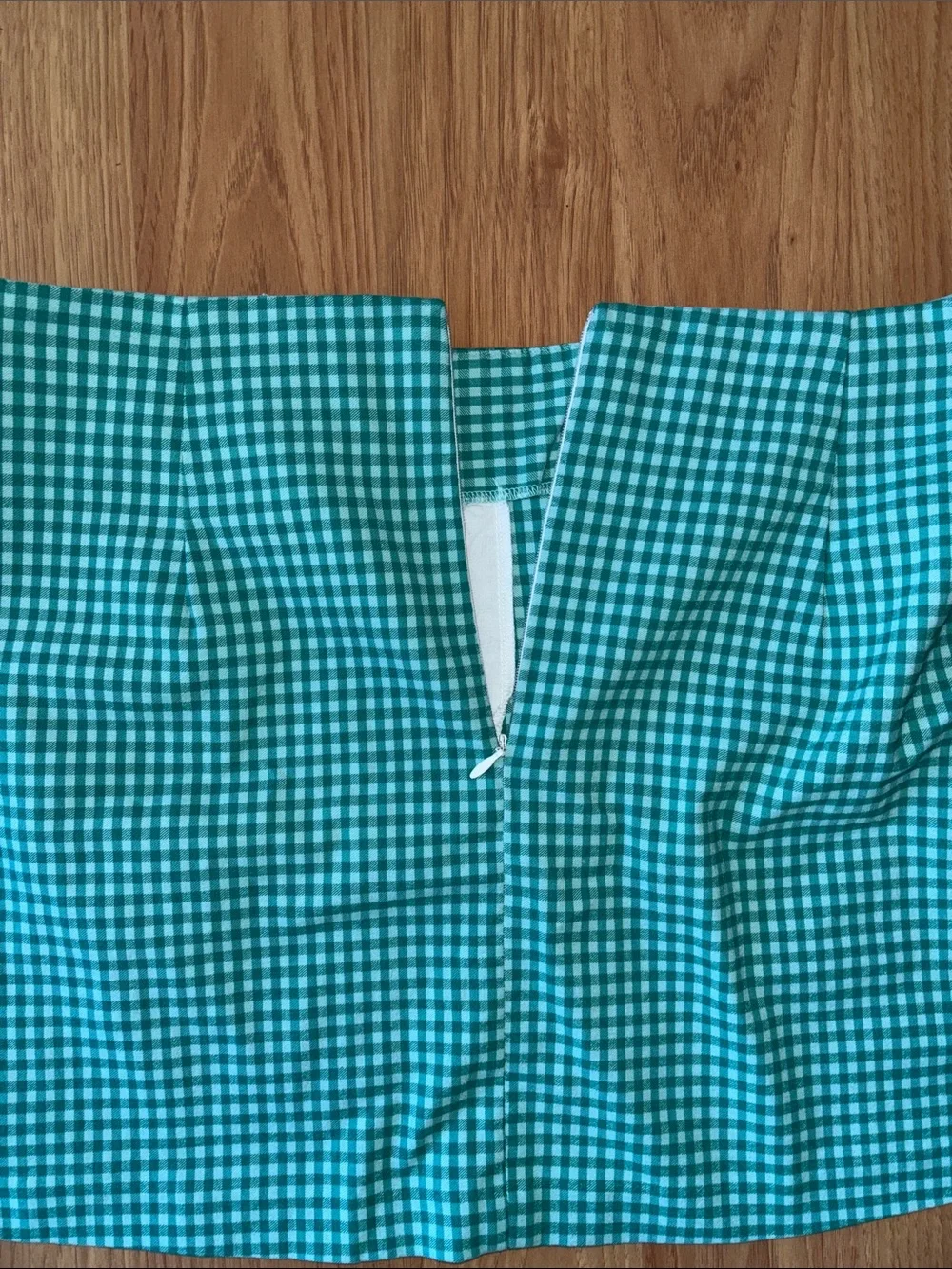 Urban Outfitters Teal Light Blue Gingham Mini Skirt